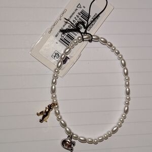 Coach White and Gold Beaded Bracelet